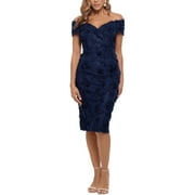 Xscape Womens Petites Party Faux Wrap Bodycon Dress