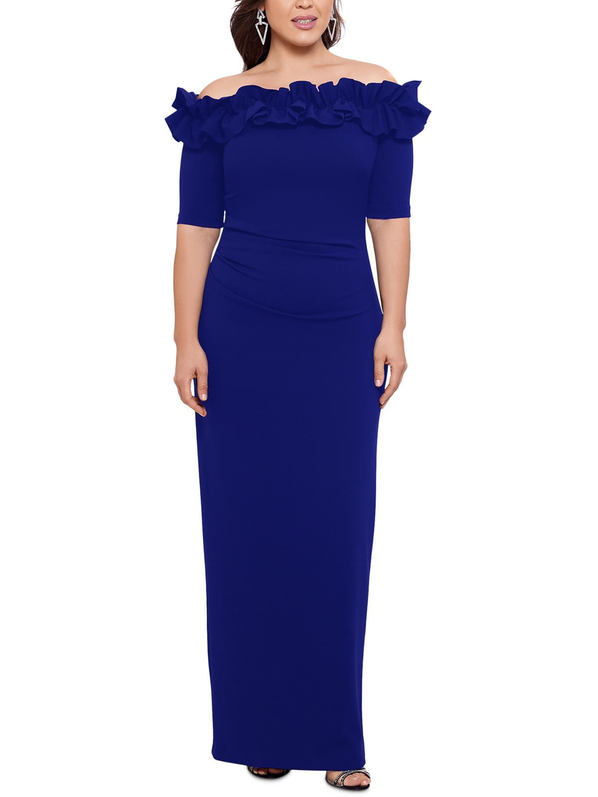 green emerald velvet dress Xscape Evenings Halter Neck Ruffle Dress 6371X