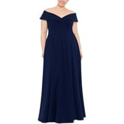 Xscape Womens Plus Crepe Sweetheart Neck Evening Dress