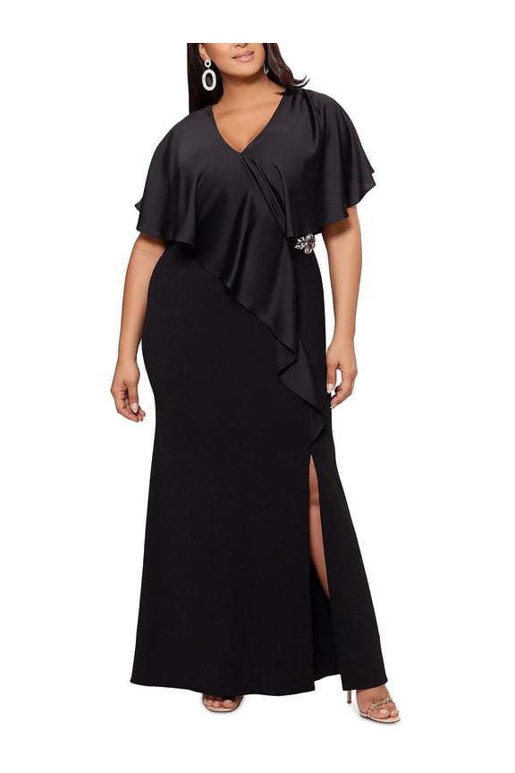 Womens Plus Ruffled Embellished Maxi Dress