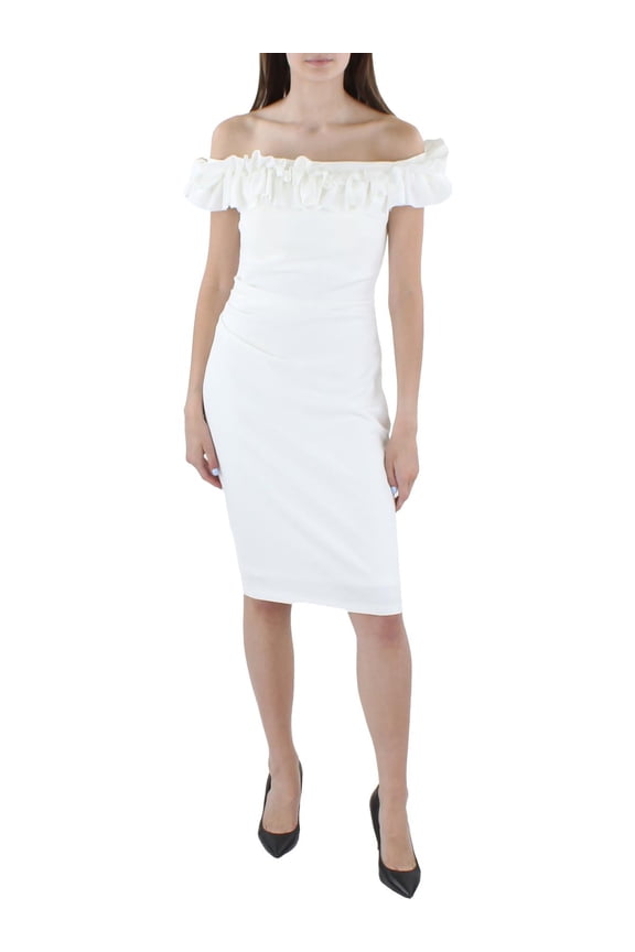 Womens Ruffle Off-The-Shoulder Cocktail and Party Dress