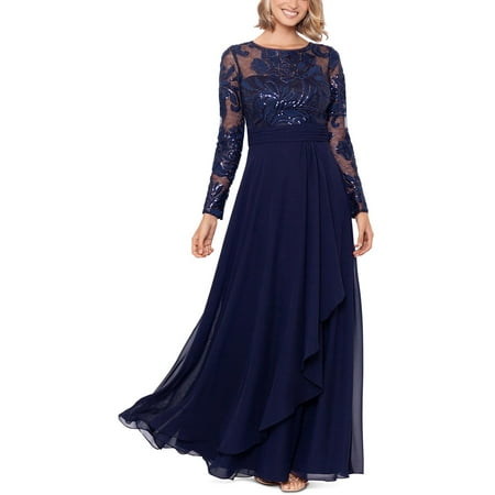 Xscape Sheer Illusion Beaded A Line Gown