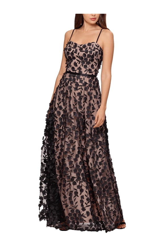 Womens Sheer Overlay Maxi Evening Dress