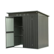 Xshelley 6x4 FT Outdoor Storage Shed, Large Storage Shed Galvanized Steel Waterproof Garden Shed with Lockable Door for Outside Tool Storage Bikes Lawnmower Barbecue Tools