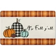 thumbnail image 1 of Xsinufn Fall Bathroom Rugs,Buffalo Plaid Pumpkins Autumn Bath Rugs for Bathroom Non-Slip and Washable,Soft Absorbent Quick Dry Diatomaceous Earth Bath Mats Inside Entryway Door Mat 17"x27", 1 of 6