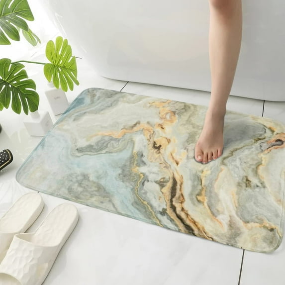 Xsinufn Marble Bathroom Rugs,Thick Stone Bath Rugs for Bathroom Non-Slip and Washable for Shower,Soft Absorbent Quick Dry Bath Mats Inside Entryway Door Mat for Bathroom Decorations 17"x24"