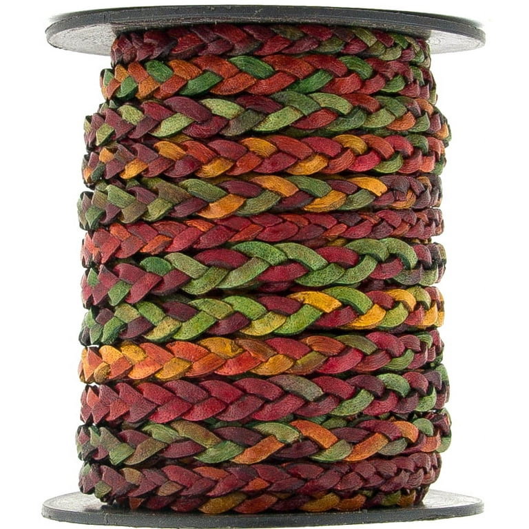 Xsotica Gray Distressed Natural Dye Flat Braided Leather Cord 5 mm