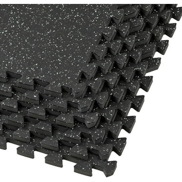 Xspec 1/2" Thick 48 sq ft (12 Tiles) Interlocking Rubber Top EVA Foam Exercise Mat | Workout Mats for Home Gym Flooring Tiles for Gyms, Fitness Rooms | Durable Grip Protective Flooring