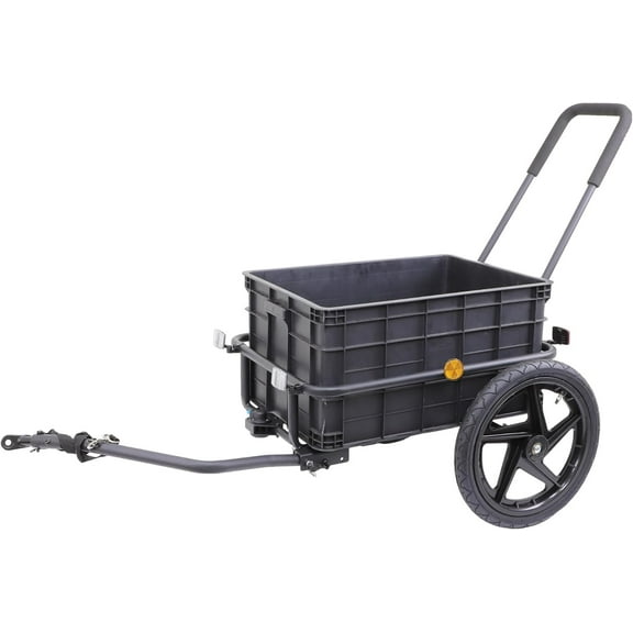 Xspec 2-in-1 Bike Cargo Trailer Pushcart, Bicycle Trailer with Removable Box and Waterproof Cover, Black, Pushcart Stroller with Tow Hitch and Removable Handlebar