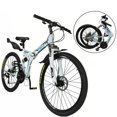 thumbnail image 1 of Xspec  26" 21 Speed Folding Mountain Bike Bicycle Trail Commuter, White, 1 of 8