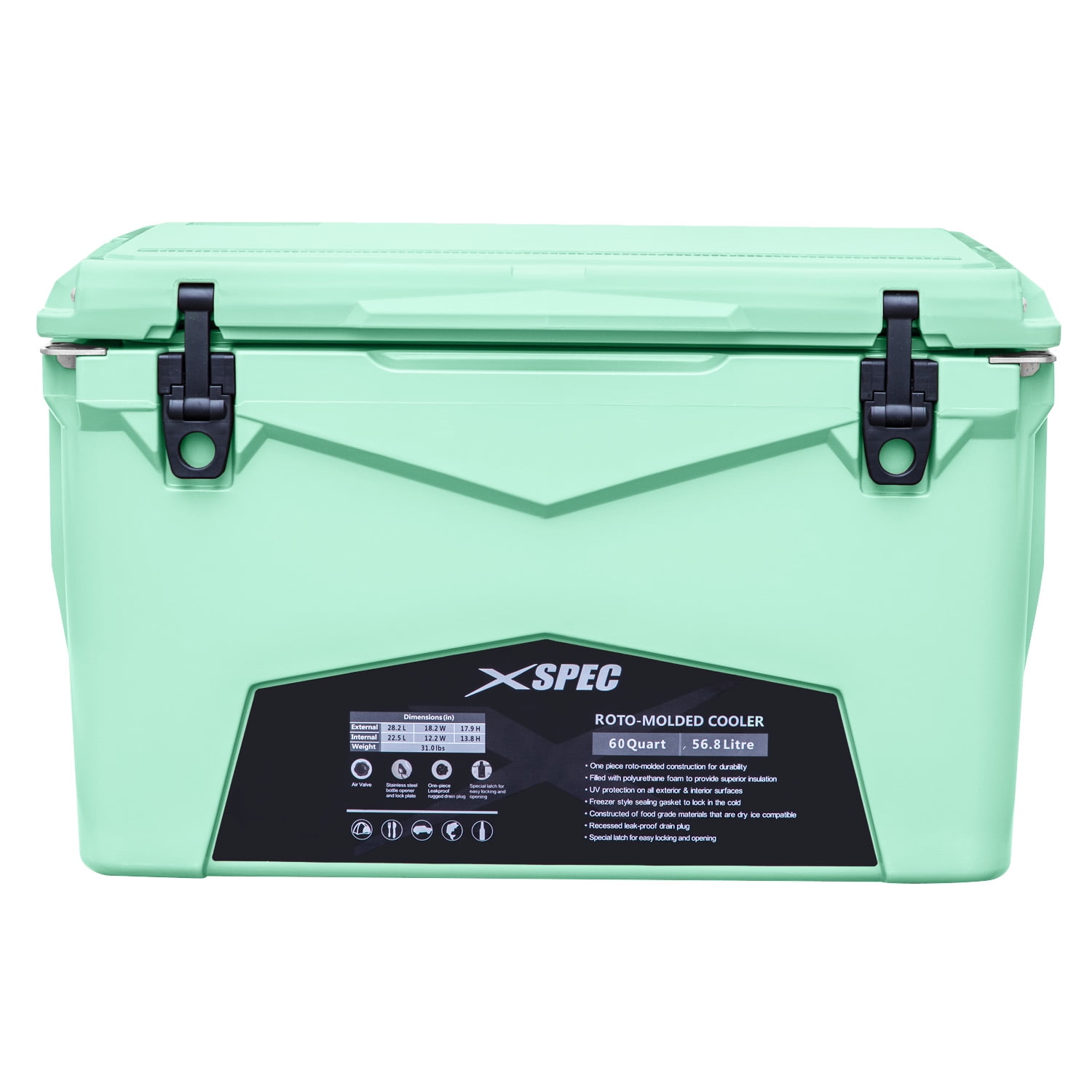 Xspec 60 Quart Seafoam Roto-Molded High Performance Cooler
