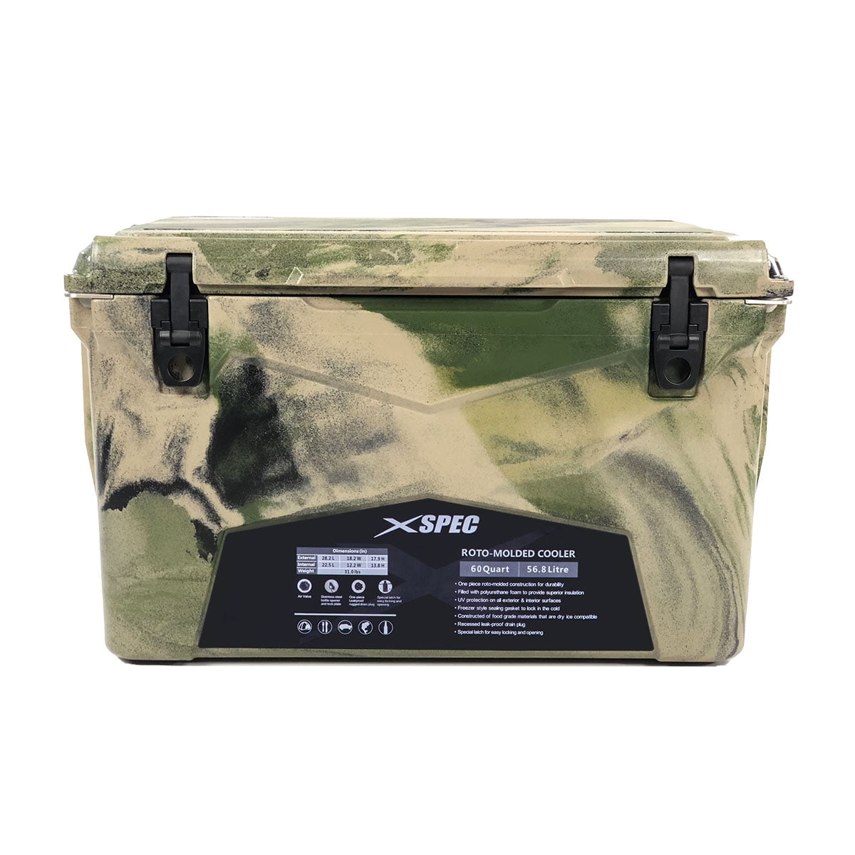 Xspec 60 qt. Hard Sided Ice Chest Cooler, Green camouflage