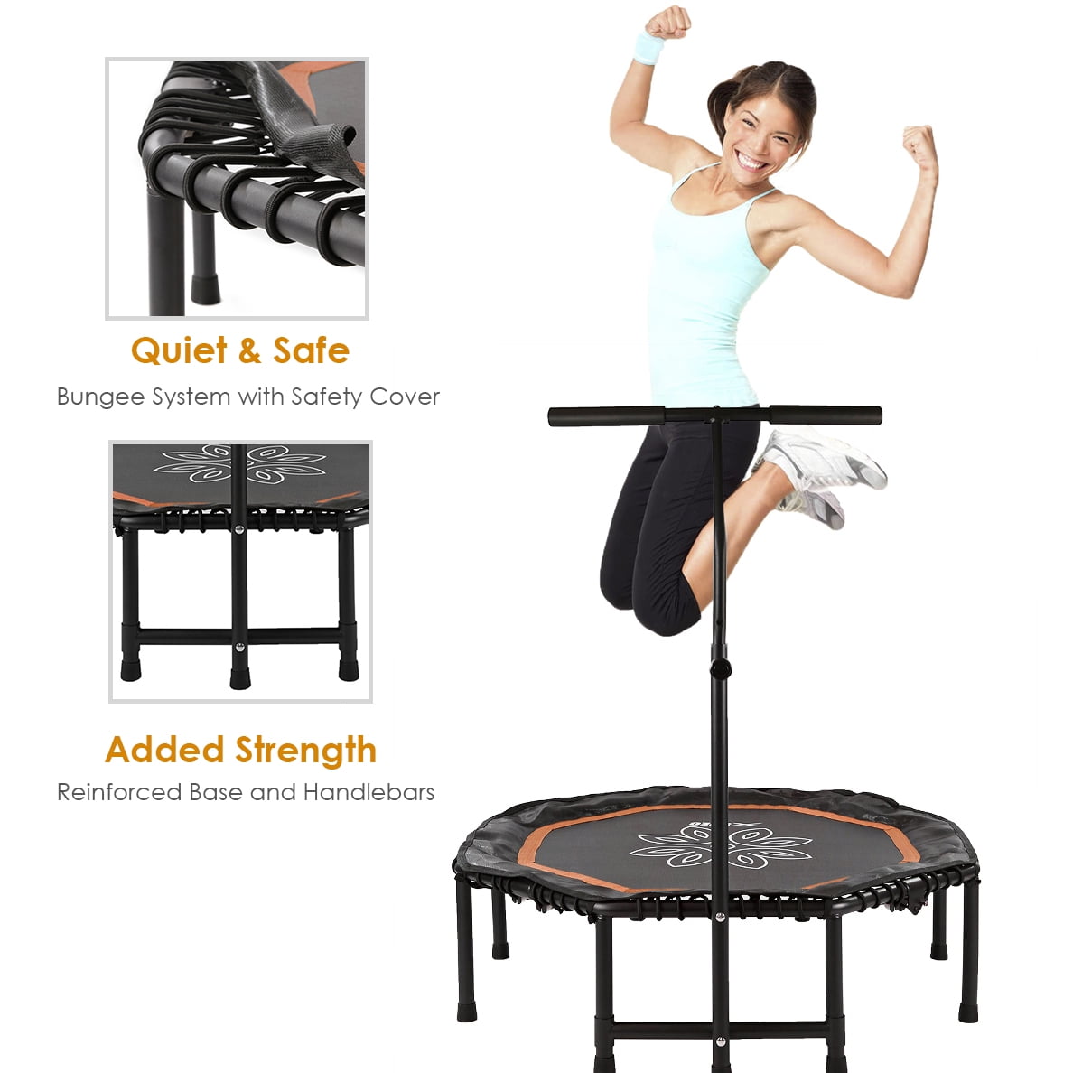 Xspec Cardio Exercise Fitness Mini Trampoline Black and Orange