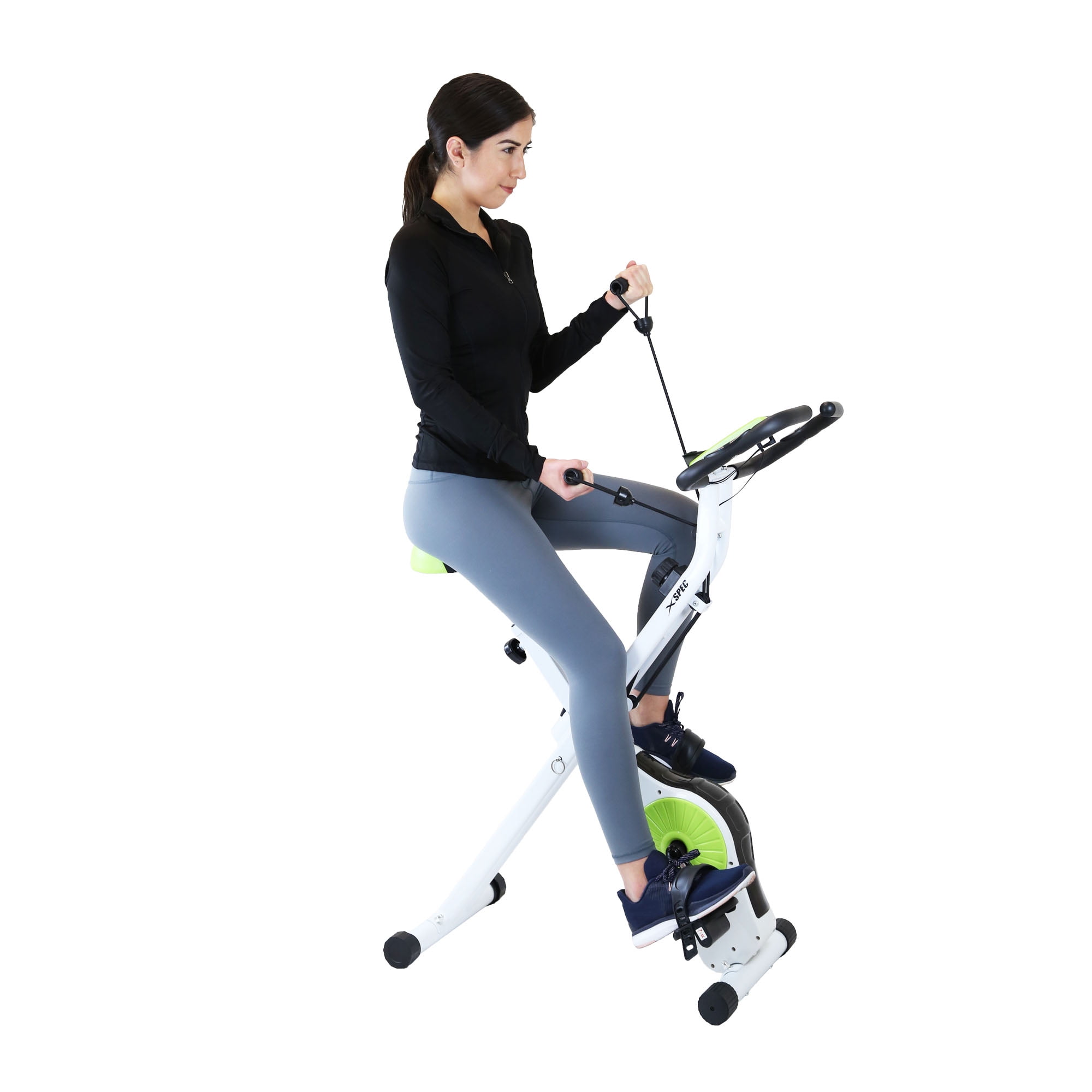 Xspec Indoor Stationary Upright Exercise Bike with Resistance Bands