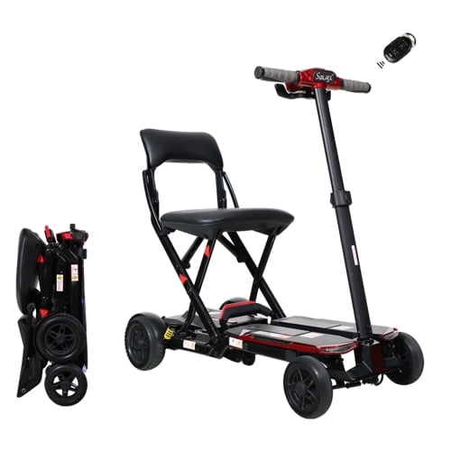 Xspracer Auto Fold 43 Lbs Lightweight Mobility Scooter, 275LBS Capacity, 10-Mile Range & LED Headlight Red