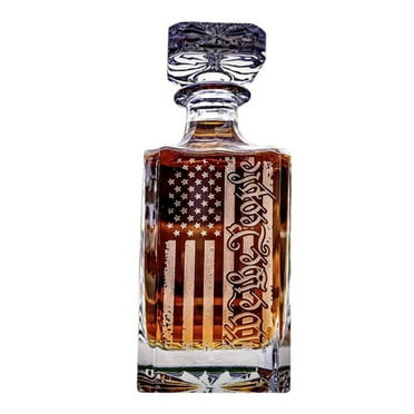 Xssm 450ML Whiskey Bottle - American Flag Pattern, Transparent Whiskey Glass Decanter for Home, Party