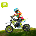 thumbnail image 1 of Xssm Kids 49cc Gas Dirt Bike, 2-Stroke Ride-on Mini Motorcycle with Pull Start, Oil Mixed Required, Speed 30 km/h (Green), 1 of 7