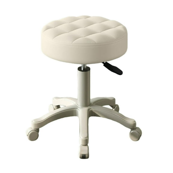 Xssm Rolling Stool Swivel Salon Stool Chair with Wheels,Faux Leather Soft Cushion Height Adjustable 360-Degree Swivel Armless Backless Drafting Work Spa Salon Bar Cafe
