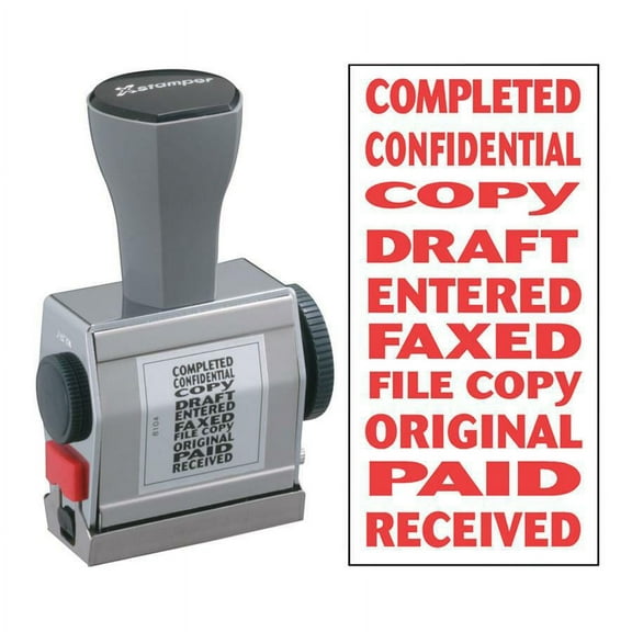 Xstamper 10-In-1 Phrase Stamp - Message Stamp - "COMPLETED, CONFIDENTIAL, COPY, DRAFT, ENTERED, FAXED, FILE COPY, ORIGINAL, PAID, RECEIVED" - 0.19" Im | Bundle of 2 Each