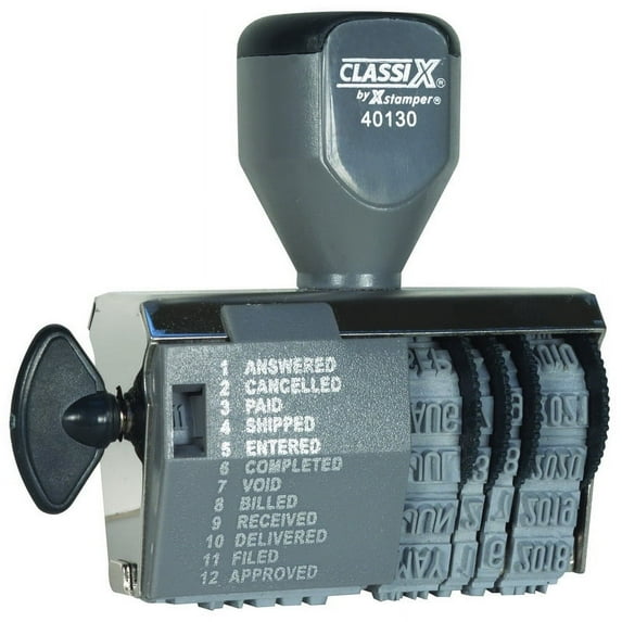 Xstamper 40130 Traditional, Dial-A-Phrase Line, Date Stamp, Size: 1.5