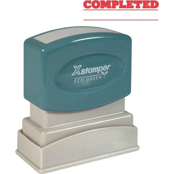Xstamper COMPLETED Stamp - Message Stamp - "COMPLETED" - 0.50" Impression Width x 1.63" Impression Length - 100000 Impression(s) - Red - Recycled - 1 | Bundle of 2 Each