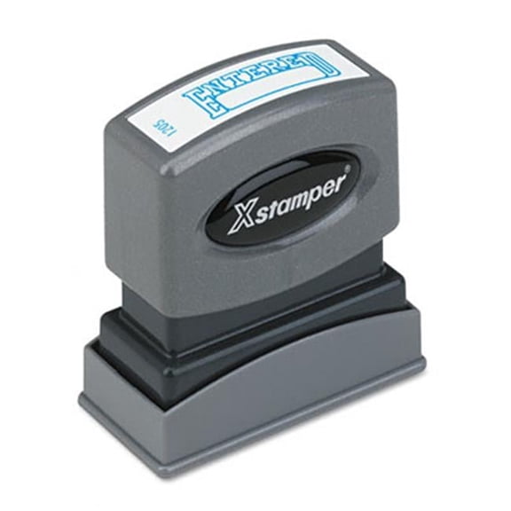 Xstamper ECO-GREEN  ECO-GREEN One-Color Title Message Stamp - Blue - Pre-Inked/Re-Inkable