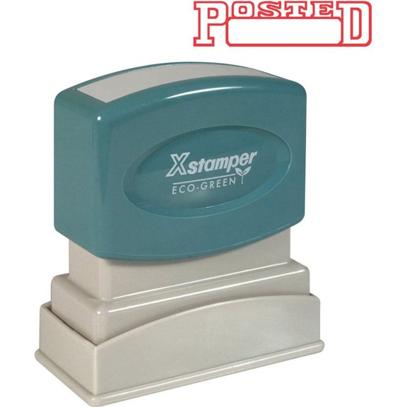 Xstamper POSTED Open Space Title Stamp - Message Stamp - "POSTED" - 0.50" Impression Width x 1.62" Impression Length - 100000 Impression(s) - Red - Recycled - 1 Each | Bundle of 5 Each