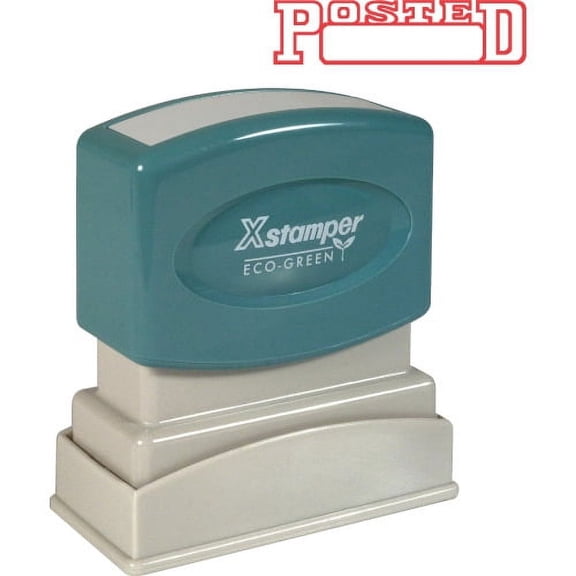 Xstamper POSTED Open Space Title Stamp Message Stamp - "POSTED" - 0.50" Impression Width x 1.62" Impression Length - 100000 Impression(s) - Red - Recycled - 1 Each