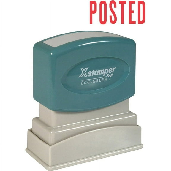 Xstamper POSTEDTitle Stamp - Message Stamp - "POSTED" - 0.50" Impression Width x 1.63" Impression Length - 100000 Impression(s) - Red - Recycled - 1 E | Bundle of 2 Each