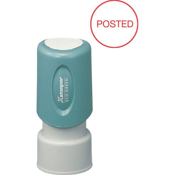 Xstamper Pre-Inked POSTED Stamp - Message Stamp - "POSTED" - 0.63" Impression Diameter - Red - Recycled - 1 Each | Bundle of 2 Each