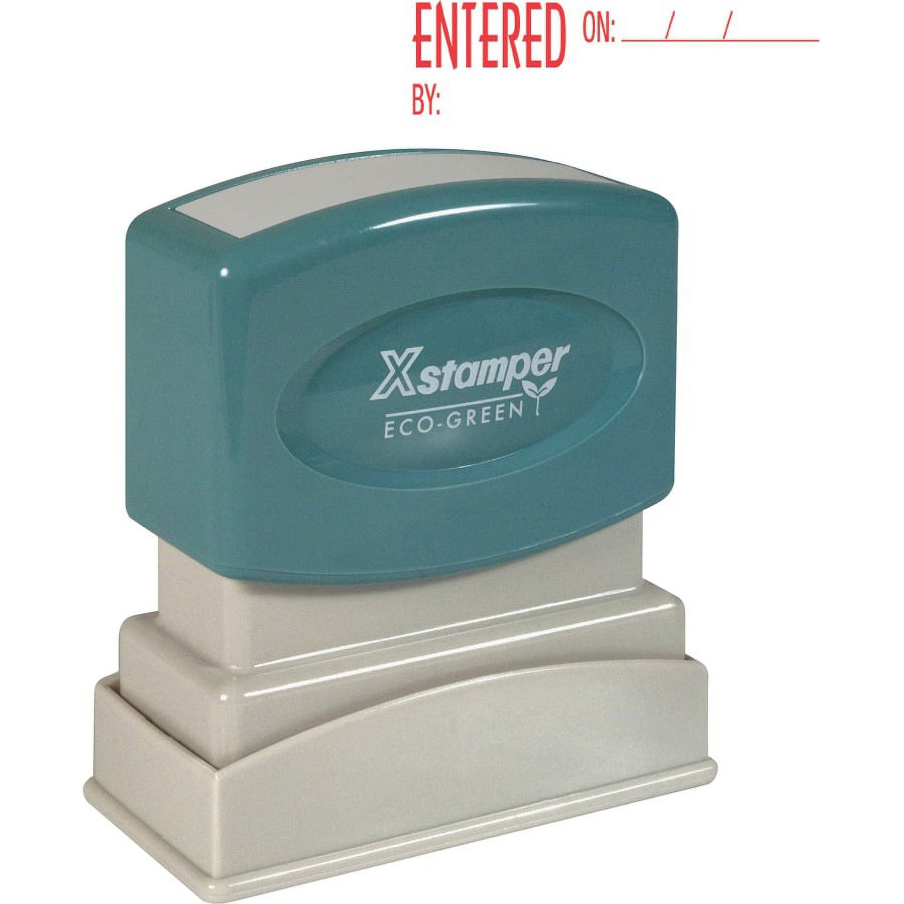 Xstamper Red Ink ENTERED Title Stamp - Message Stamp - "ENTERED" - 0.50" Impression Width x 1.62" Impression Length - 100000 Impression(s) - Red - Recycled - 1 Each | Bundle of 5 Each