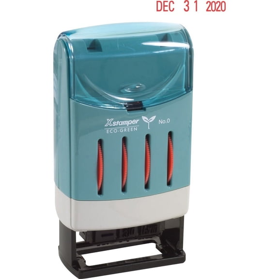 Xstamper Versadater Line Daters Stamp - Message/Date Stamp - "FAXED, PAID, RECEIVED" - 0.87" Impression Width x 0.12" Impression Length - Red - Recycl | Bundle of 2 Each