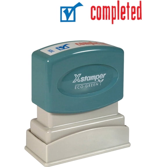 Xstamper, XST2026, Red/Blue COMPLETED Title Stamp, 1 Each