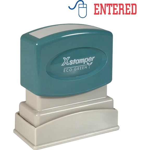 Xstamper, XST2027, Red/Blue ENTERED Title Stamp, 1 Each