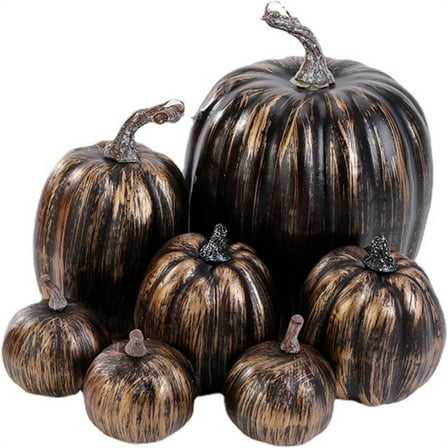 Xsylife 7Pcs Assorted Sizes Halloween Simulation Pumpkin Model Artificial Craft Fall Harvest Thanksgiving Decoration
