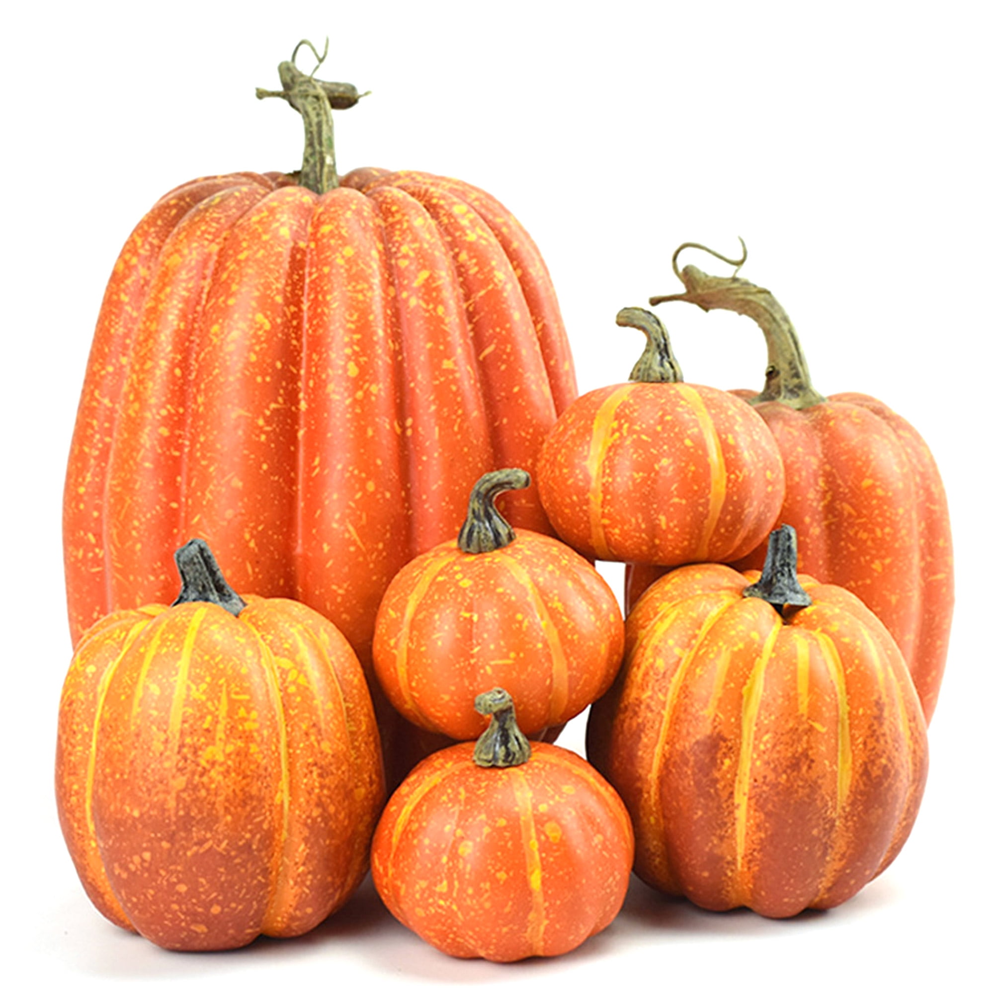 Xsylife 7Pcs Assorted Sizes Foam Pumpkin Model, Fake Decor