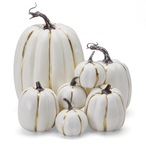 Xsylife 7Pcs Assorted Sizes Pumpkin Model Artificial Craft Fall Harvest Thanksgiving Party Decoration Halloween Pumpkins Set