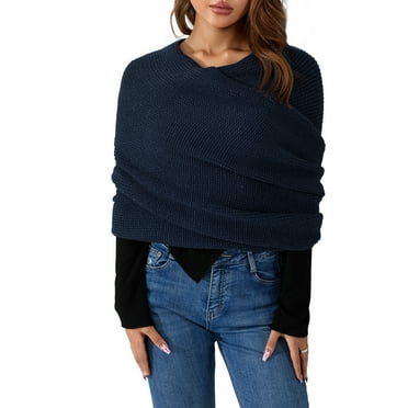 Xsylife Women Men Scarf Knitting Wrap Sweater Multi-Use Stretchy Knitted Autumn Winter Warm Solid Color Scarf with Sleeves