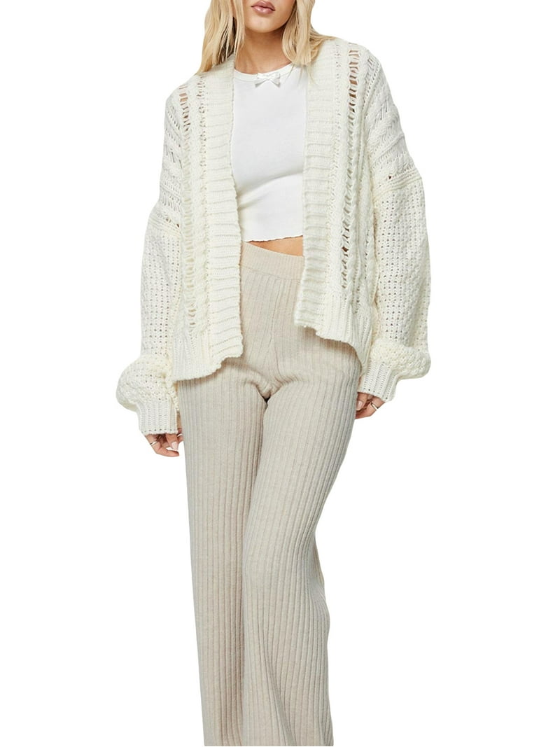 Xsylife Women's Autumn Winter Knit Cardigan Solid Color Bat