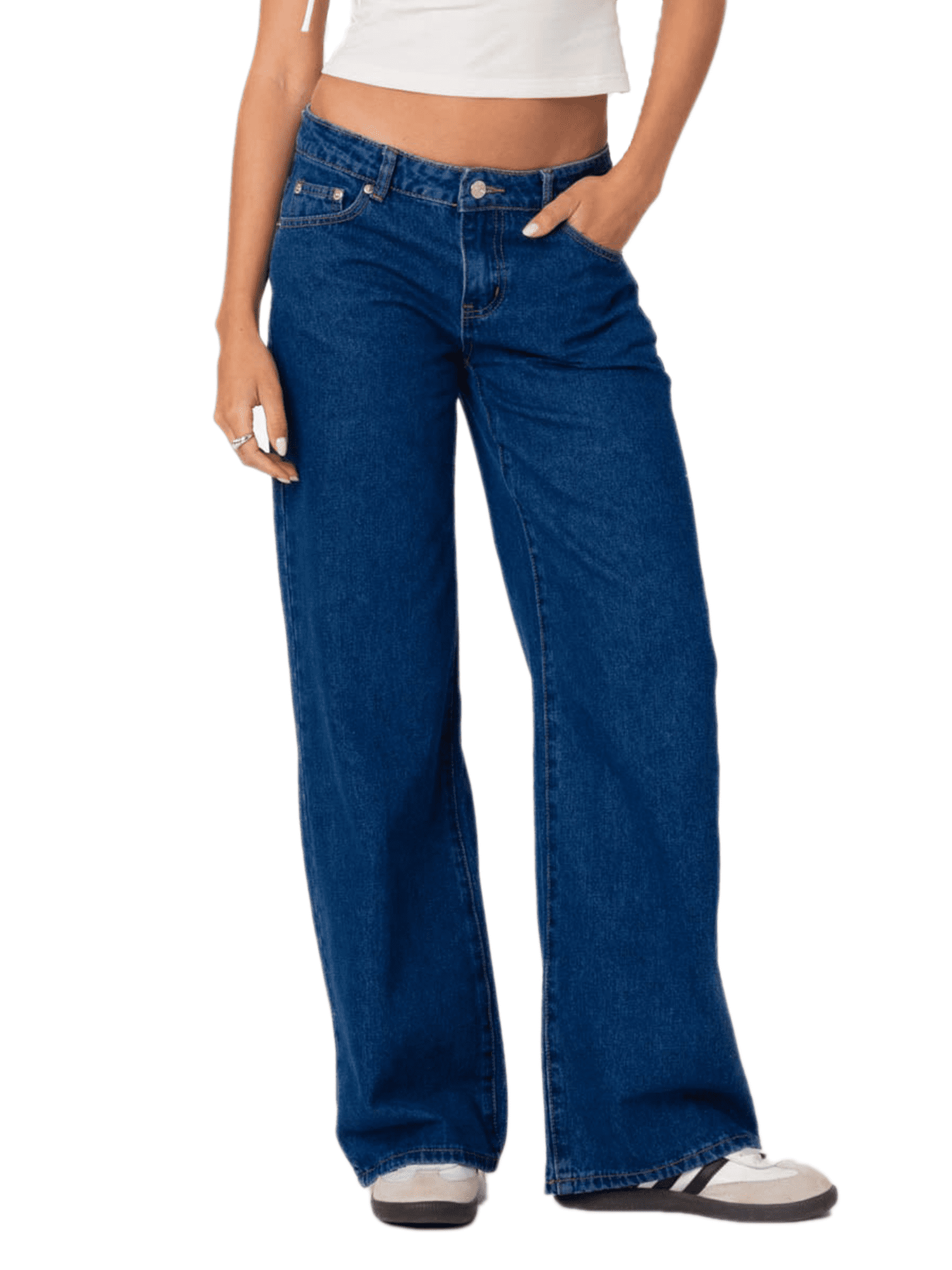 Xsylife Women’s Low Rise Washed Jeans Fashion Wide Leg Loose Denim ...