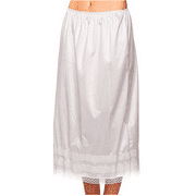 Xsylife Women's Satin Adjustable Waist Half Slips Lace Hem Long Underskirt Dress