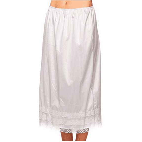 Women's Satin Adjustable Waist Half Slips Lace Hem Long Underskirt Dress