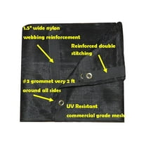 Xtarps -  10 ft. x 10 ft. - 7 oz Premium 70% Sun Shade, Shade Cloth, Shade Sail (Black Color)