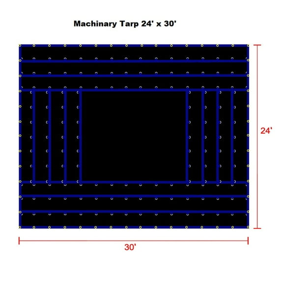 Xtarps-24' x 30'  Flatbed Truck Tarp - Light Weight Machinery Tarp, Black