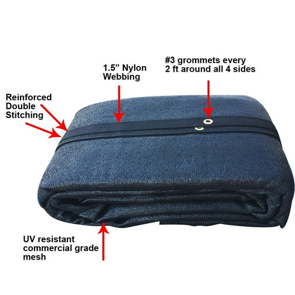 Xtarps - 6 ft. x 10 ft. - 7 oz Premium 90% Shade Cloth, Shade Sail, Sun Shade (Black Color)