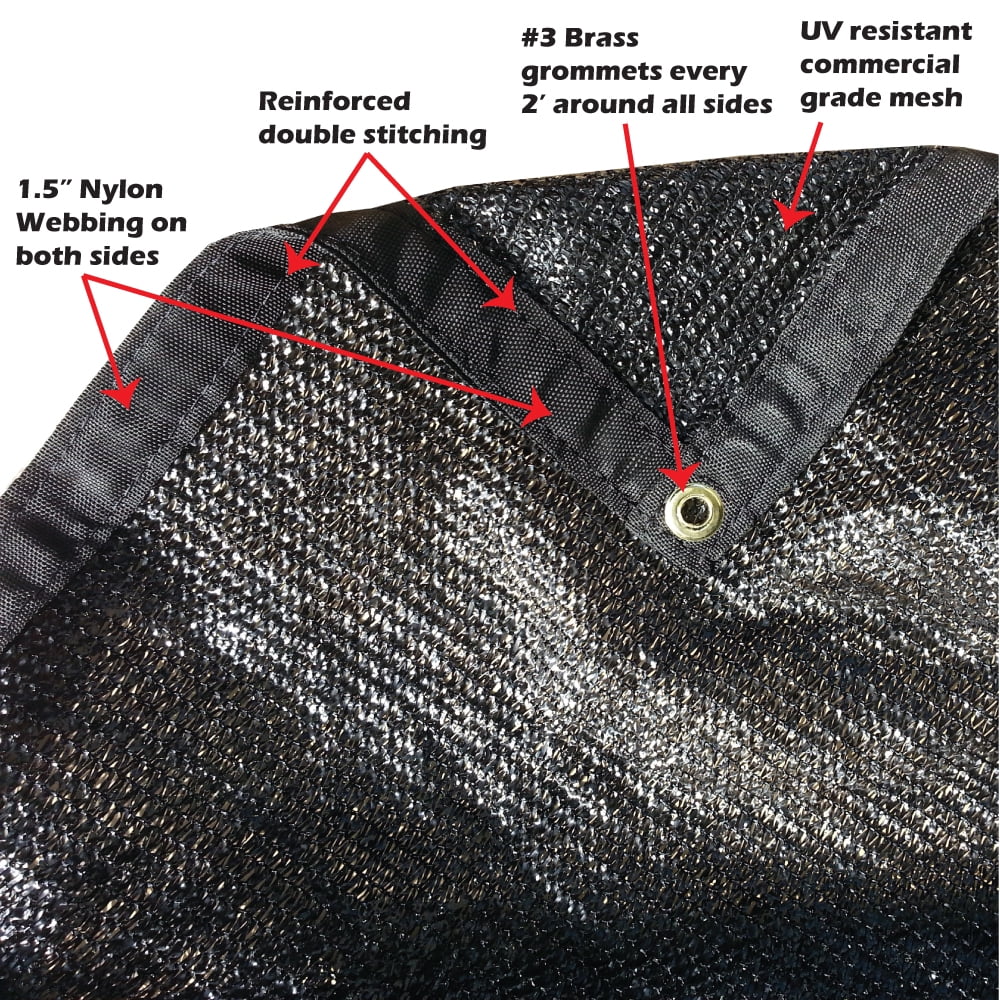Xtarps - 8' x 08' - 50% shade cloth, shade fabric, sun shade, shade sail, black color