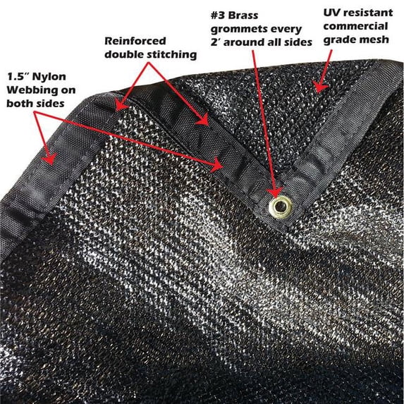 Xtarps MN-MS50-B1430 14 x 30 ft. Fabric 50 Percent Sun Shade Cloth - Black