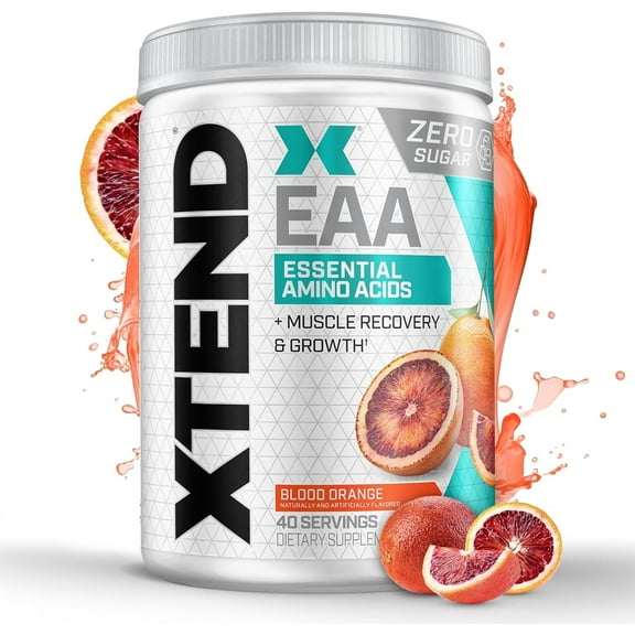 XTEND EAA Post-Workout Powder, for Muscle Recovery, Sugar-Free, Blood Orange, 40 Servings