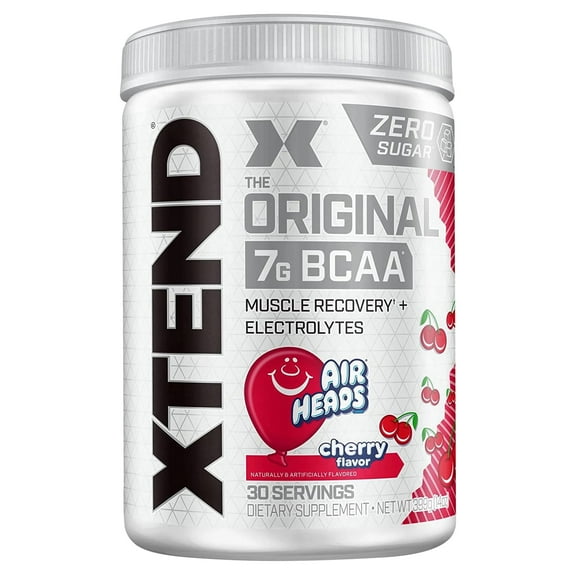 XTEND Original BCAA Powder, Sugar Free Post Workout Muscle Recovery Drink with Amino Acids and 7g BCAAs, Airheads Cherry Flavor, 30 Servings