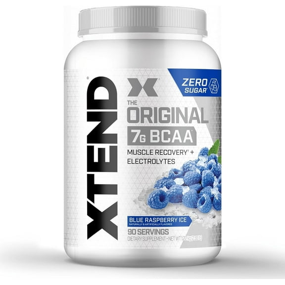 XTEND The Original 7G BCAA Powder, for Muscle Recovery, Sugar-Free, Blue Raspberry Ice, 90 Servings